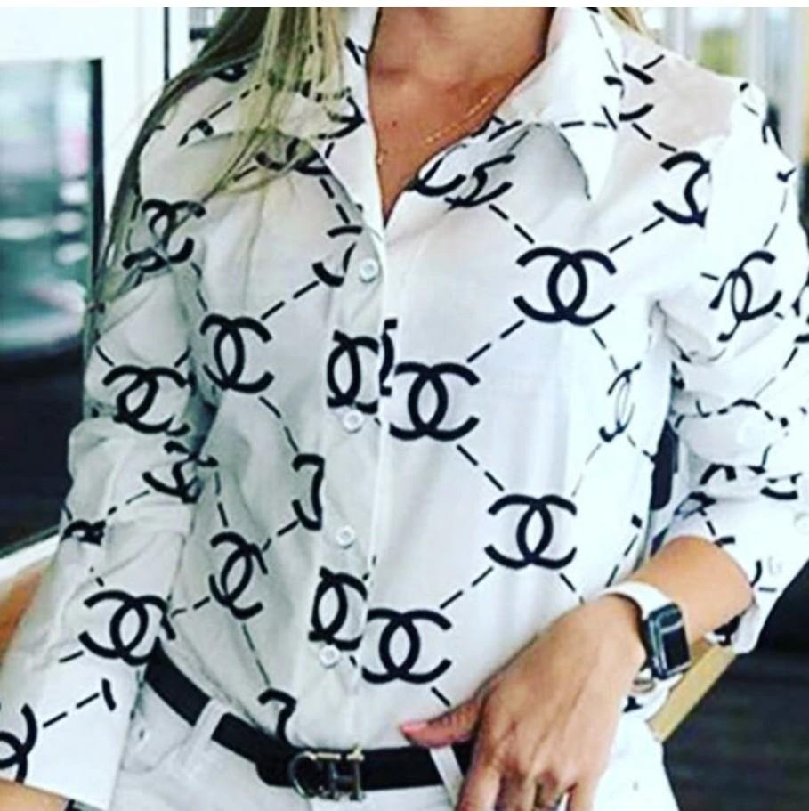 chanel black and white ladies blouse